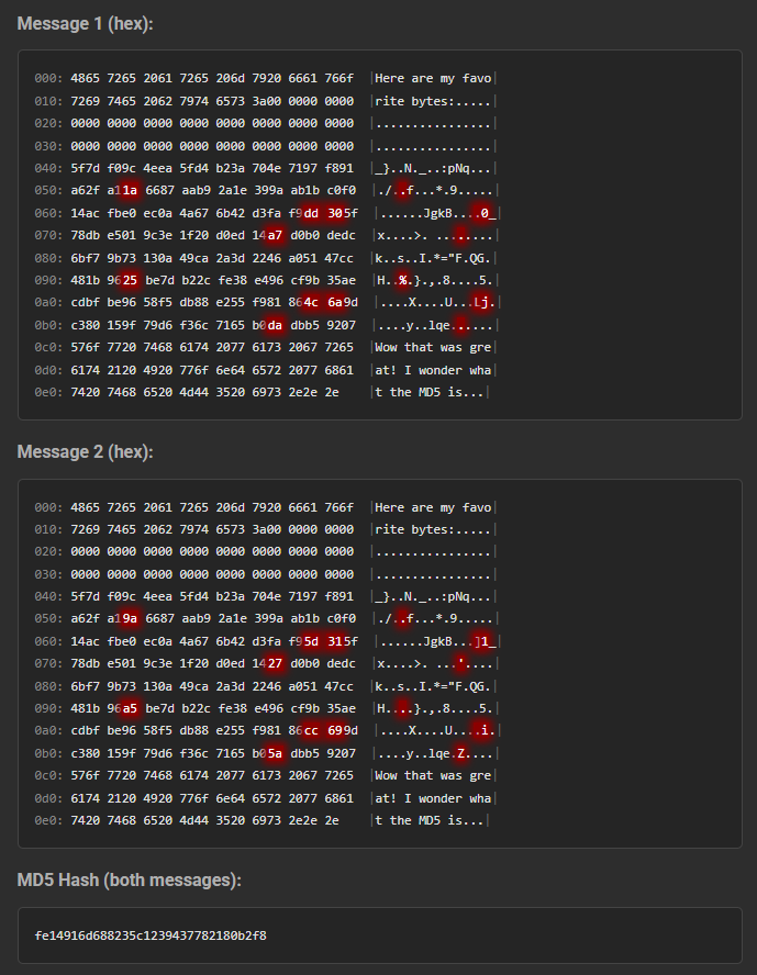 A 128 Byte Colliding MD5 Block With A Selected Prefix And Suffix
